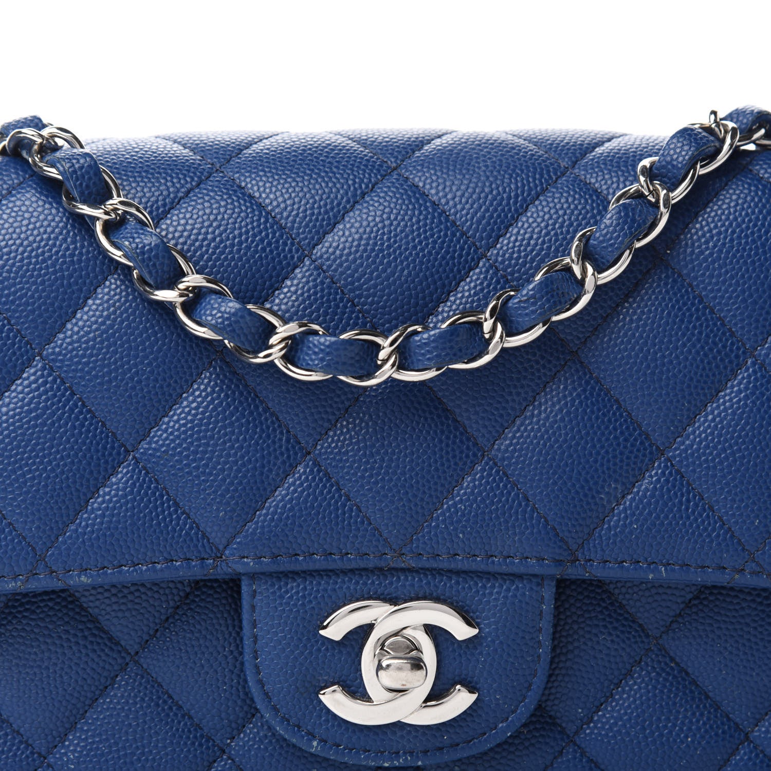 Chanel Caviar Quilted Mini Rectangular Flap Blue 13 of 14