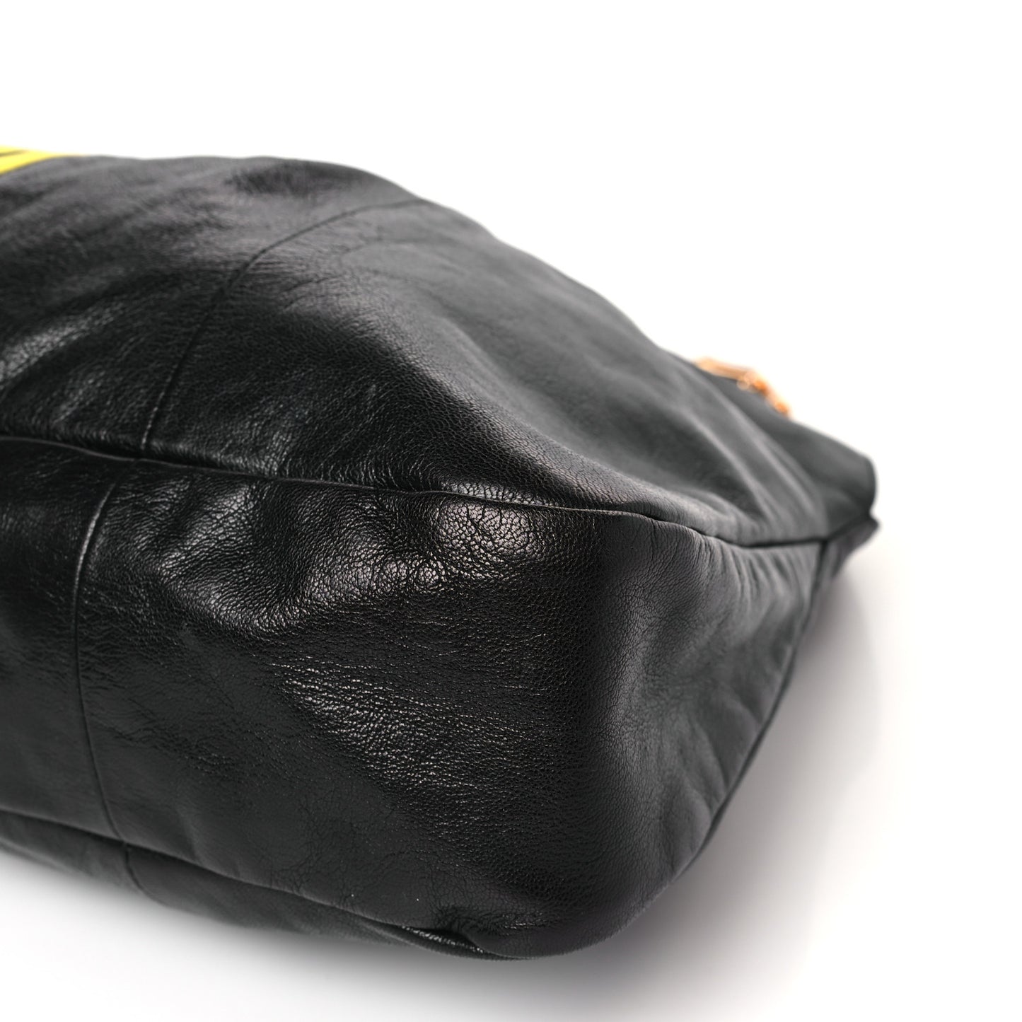 Calfskin Web Metal Bamboo Tote Black