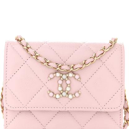 Chanel Caviar Quilted Coco Candy Card Holder On Chain Light Pink 9 of 12