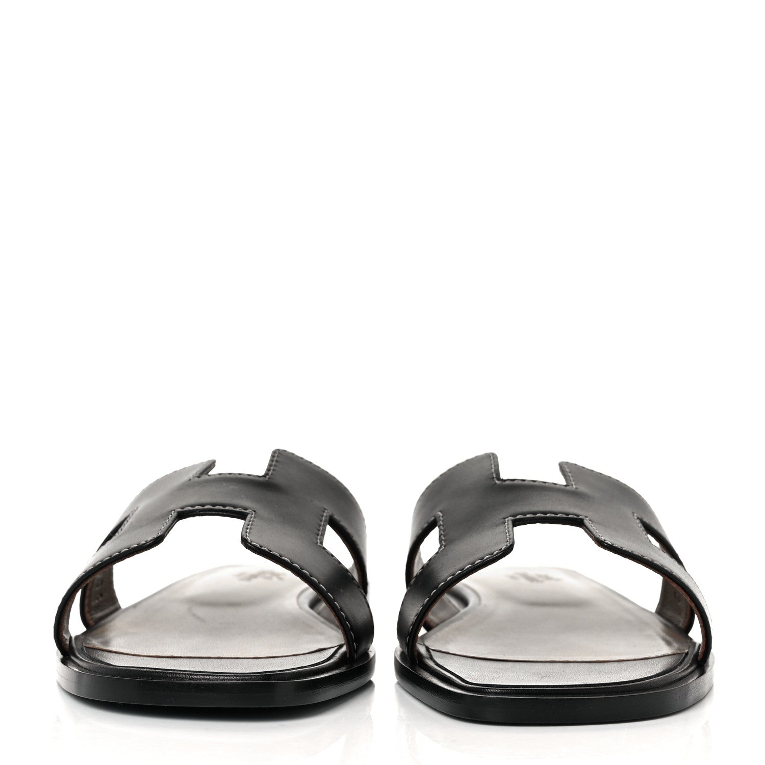 Hermes Box Calfskin Oran Sandals 36 Black 2 of 9
