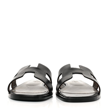 Hermes Box Calfskin Oran Sandals 36 Black 2 of 9