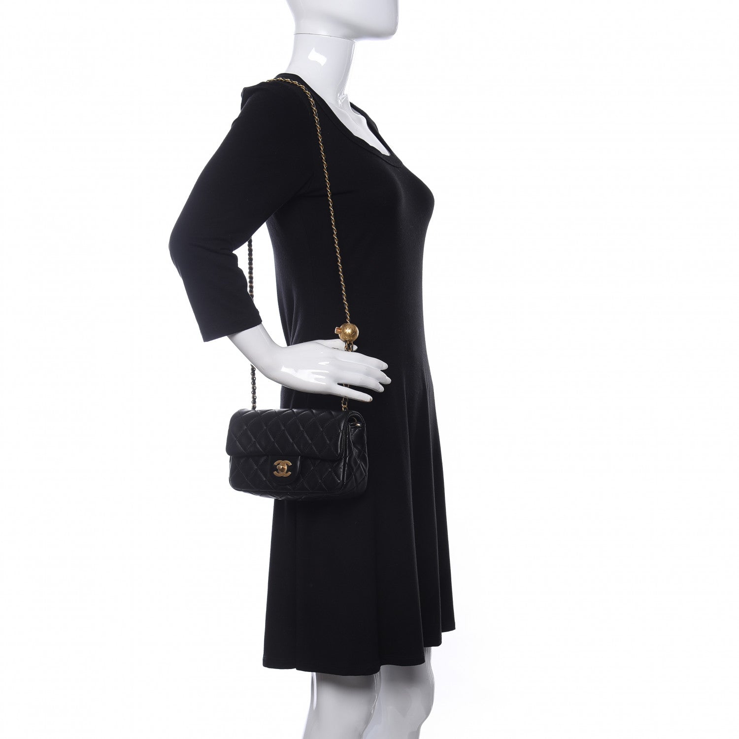 Chanel Lambskin Quilted Mini Rectangular Pearl Crush Flap Black 2 of 10