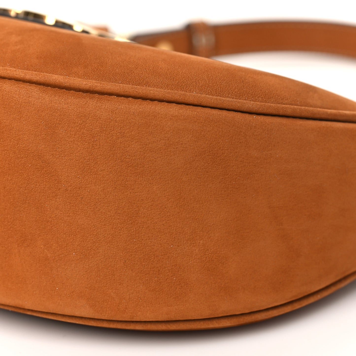 Suede Medium Strap Ava Triomphe Shoulder Bag Camel