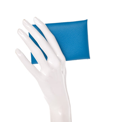 Hermes Epsom Calvi Card Case Bleu Zanzibar 2 of 7