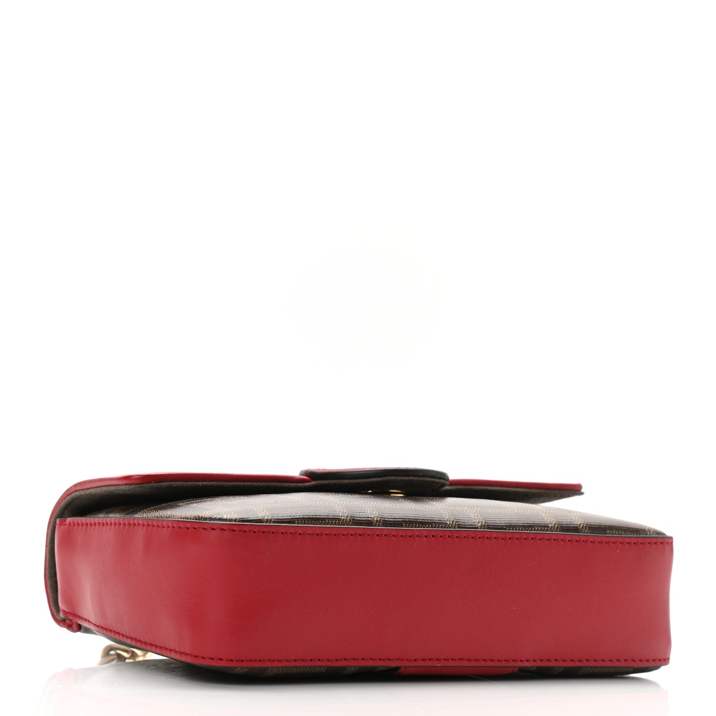 Glazed Fabric Vitello Century FF 1974 Stamp Patch Mini Double F Crossbody Bag Mogano Panna Fragola