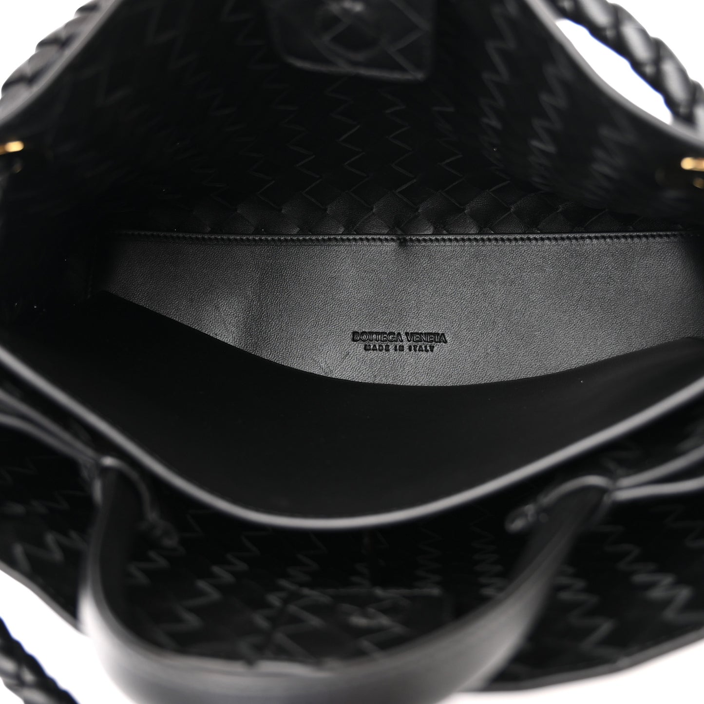Nappa Intrecciato Medium Andiamo Shoulder Bag Black