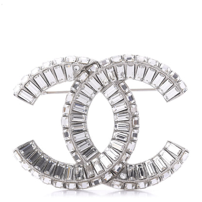 Chanel Baguette Crystal CC Brooch Silver 1 of 5