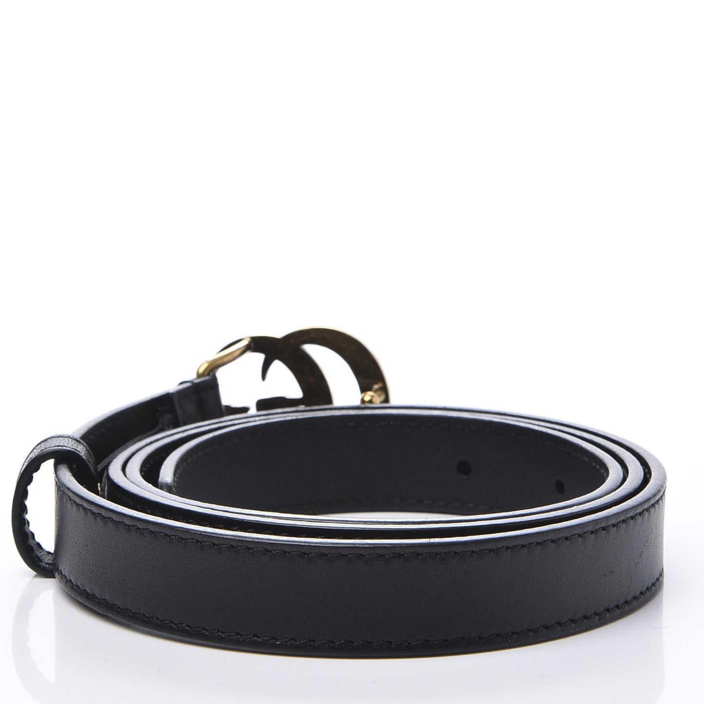 Calfskin Pearl Double G 20mm Belt 85 34 Black Cream