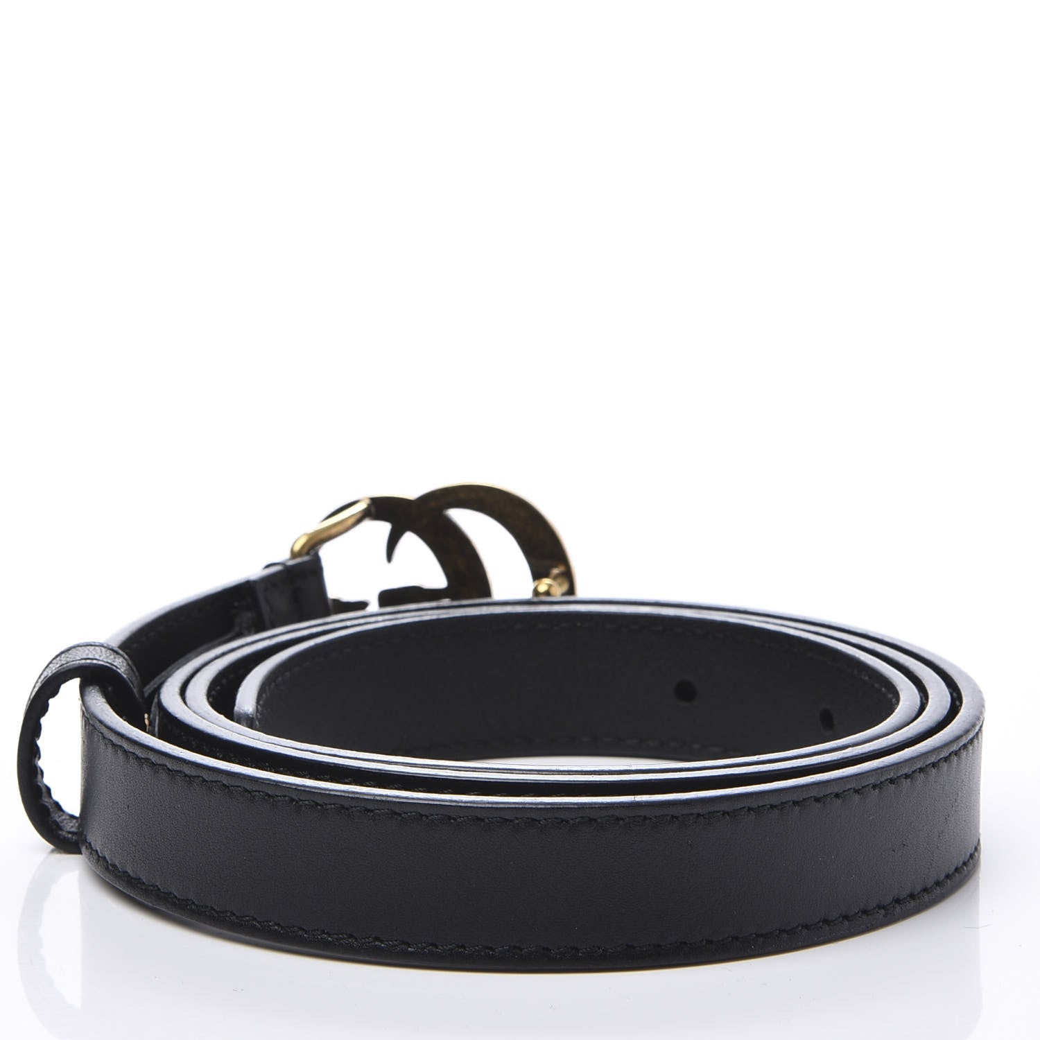 Gucci Calfskin Pearl Double G 20mm Belt 85 34 Black Cream 2 of 6