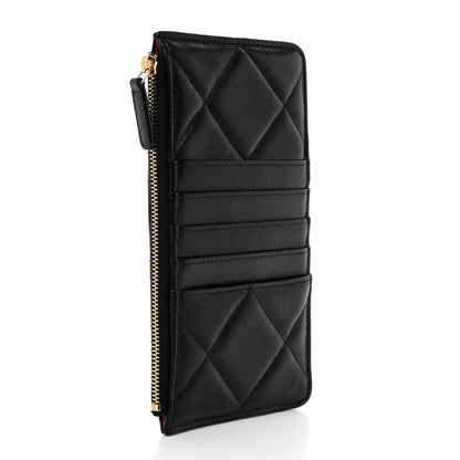 Chanel Goatskin Quilted Chanel 19 Flat Wallet Pouch Black 3 of 8