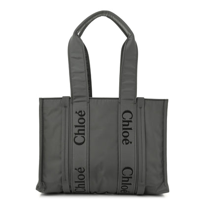Chloe Recycled Nylon Medium Woody Ribbon Tote Elephant Grey 1 of 9