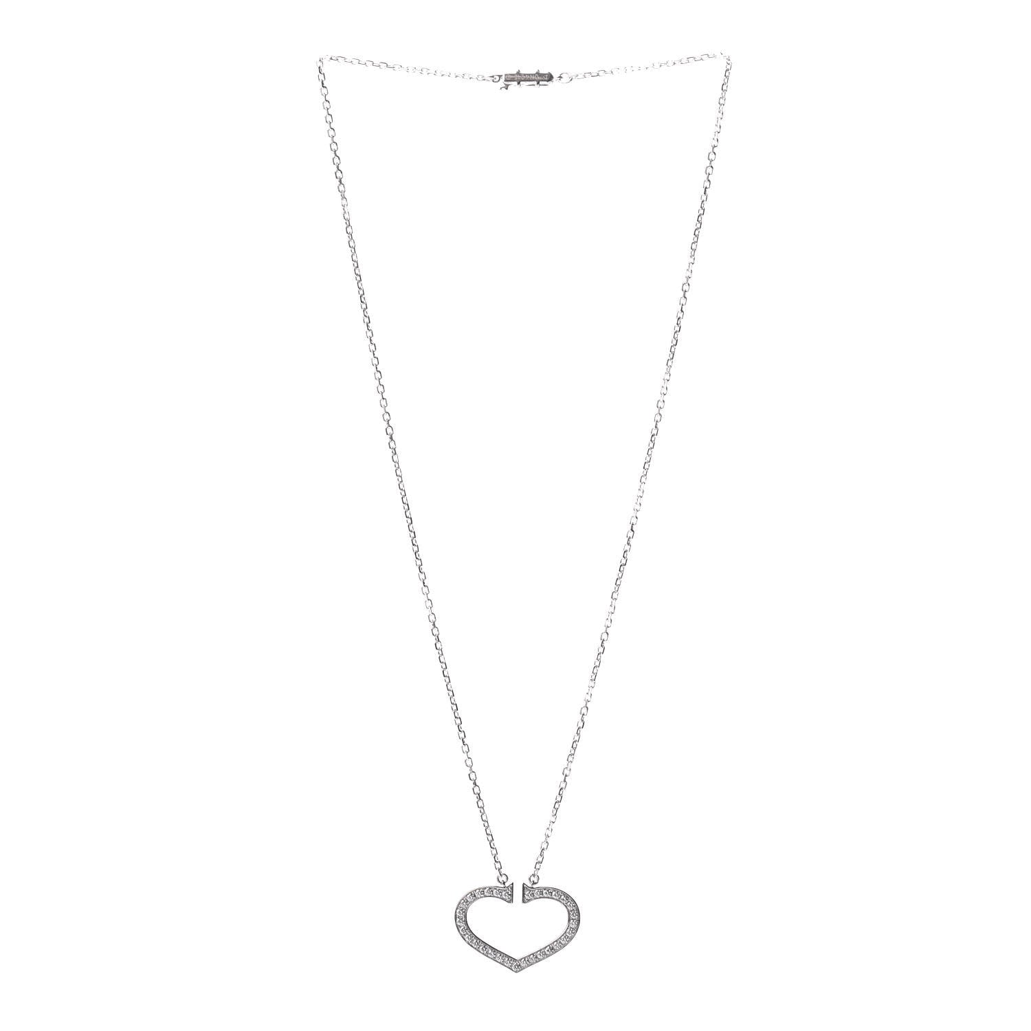 Cartier 18K White Gold Diamond Large Hearts and Symbols Pendant Necklace 3 of 4