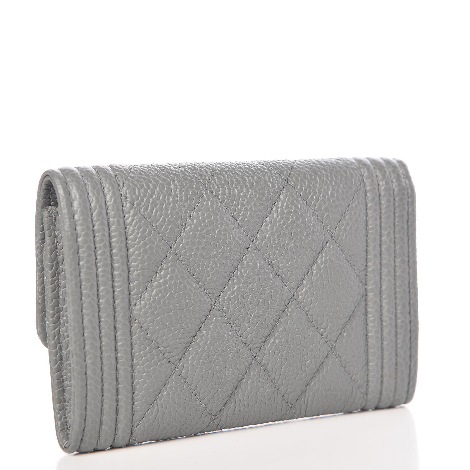 Chanel Caviar Quilted Boy Flap Card Holder Grey 3 of 9