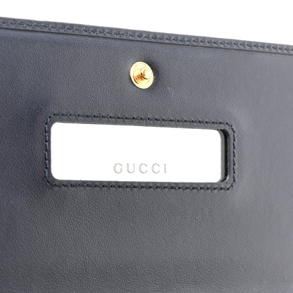 Gucci Vintage Rice Canvas Plutone Calfskin Small Horsebit 1955 Wallet On Chain Beige Blue 8 of 9
