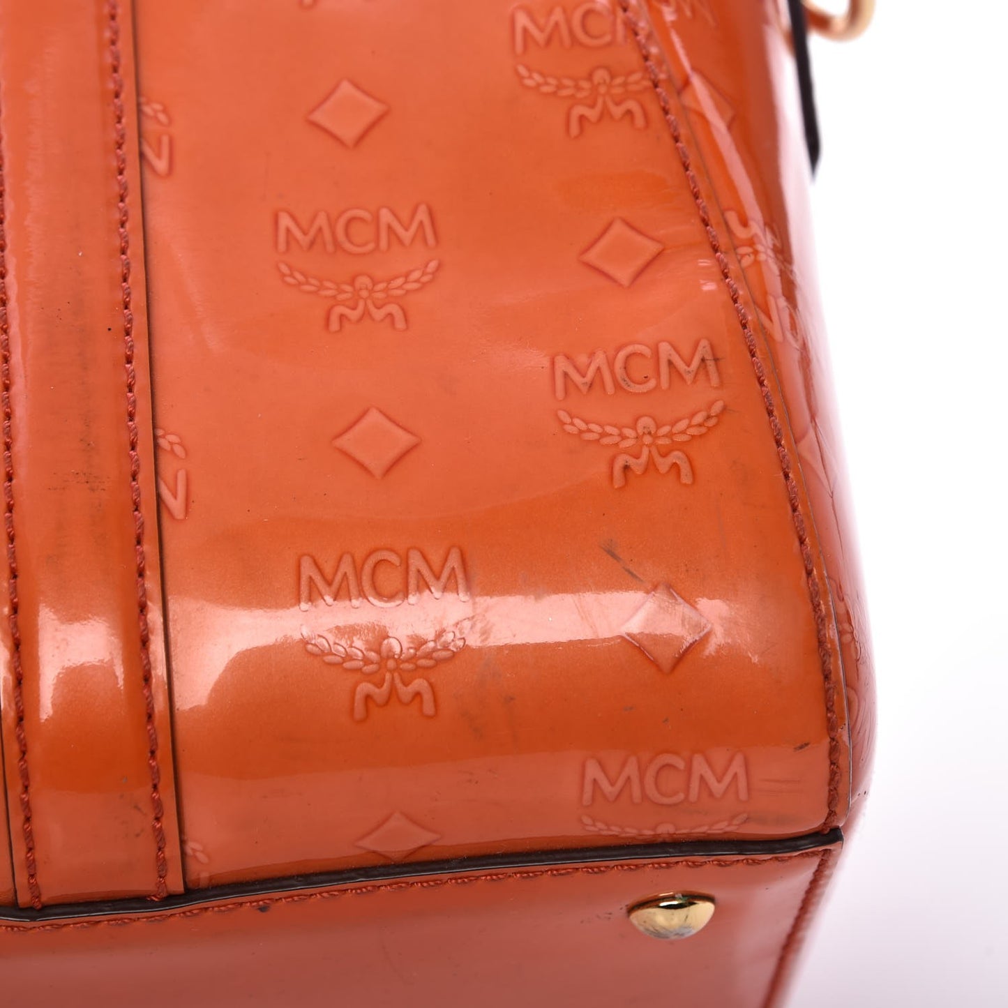 Monogram Patent Zip Top Tote Orange