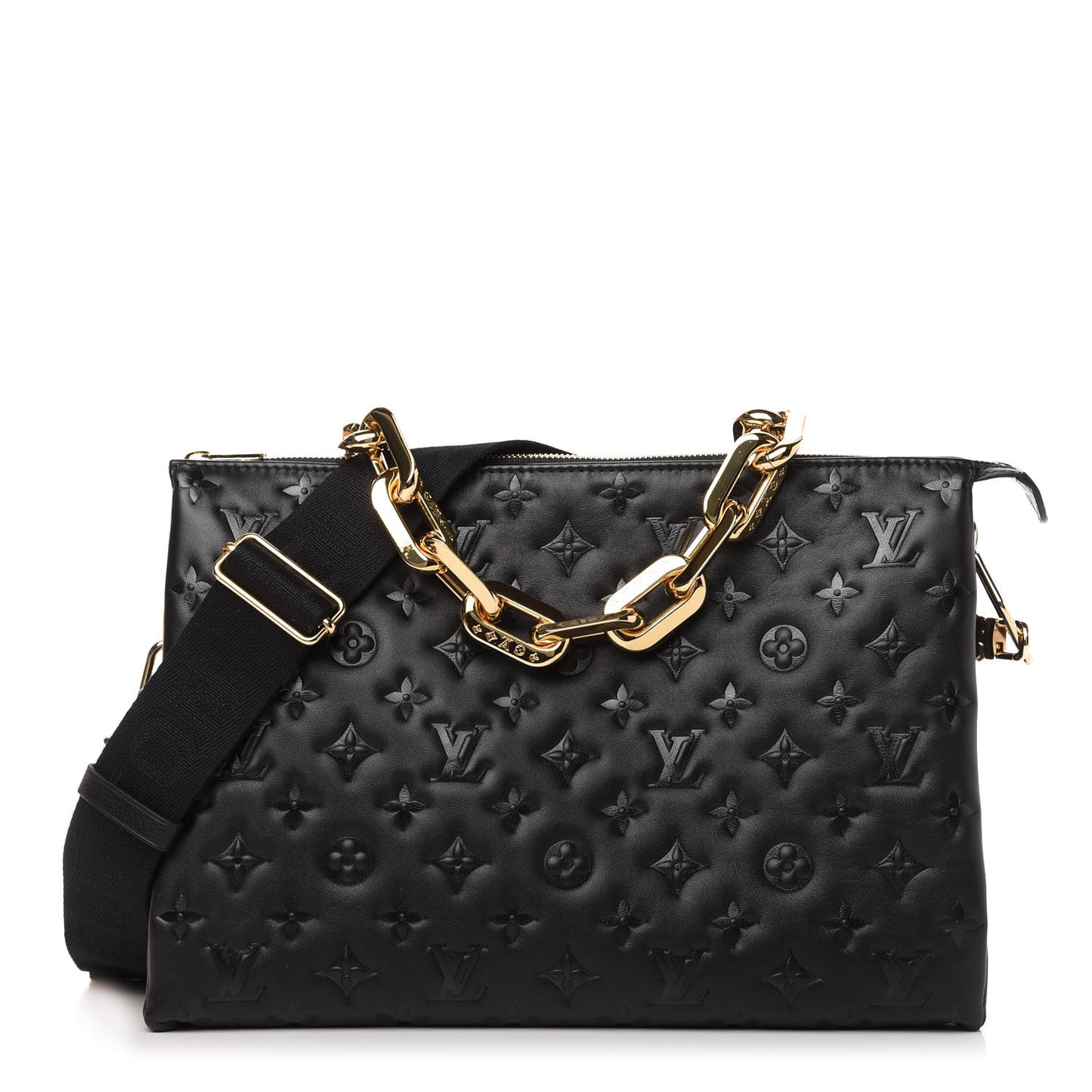 Lambskin Embossed Monogram Coussin MM Black