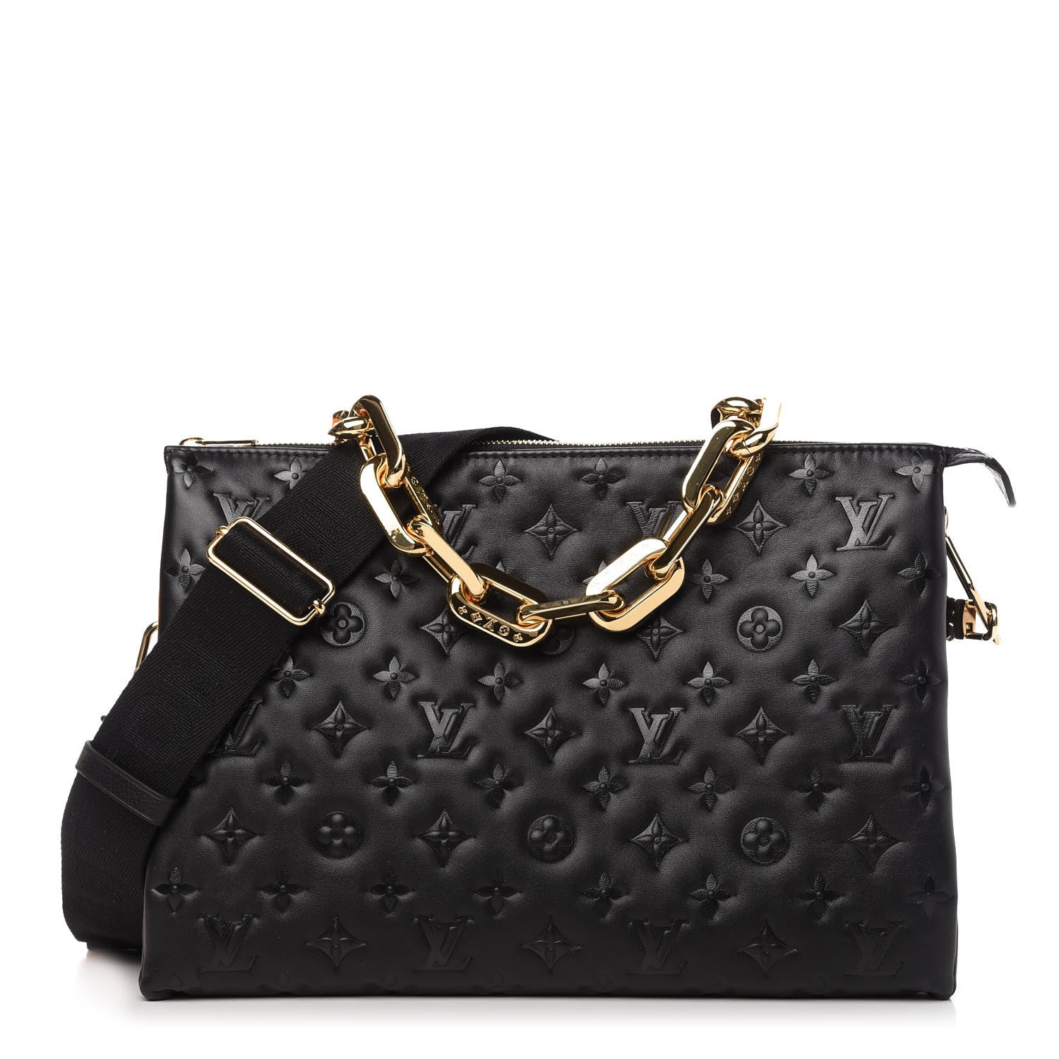 Louis Vuitton Lambskin Embossed Monogram Coussin MM Black 1 of 11