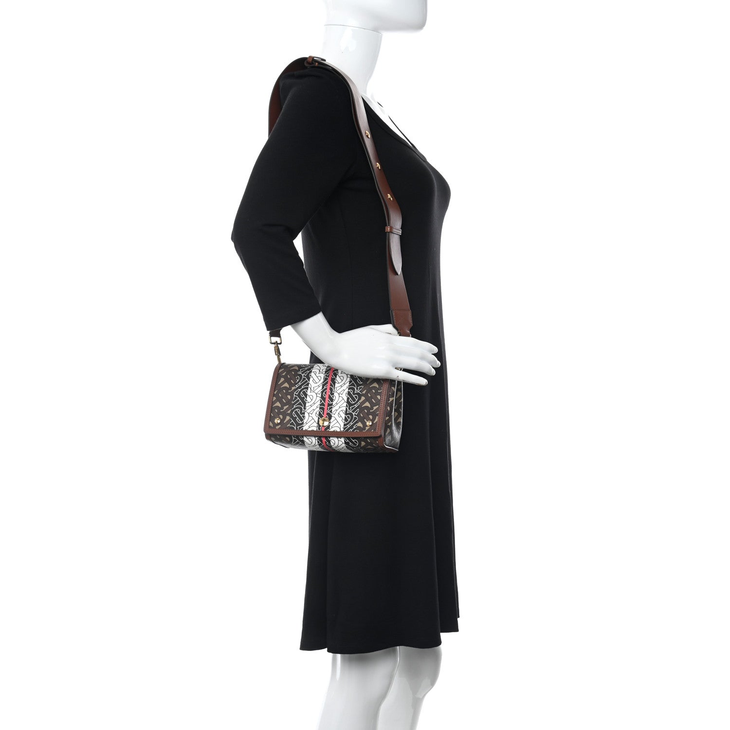 Burberry E-Canvas Monogram Stripe Hackberry Crossbody Bag Bridle Brown 2 of 11