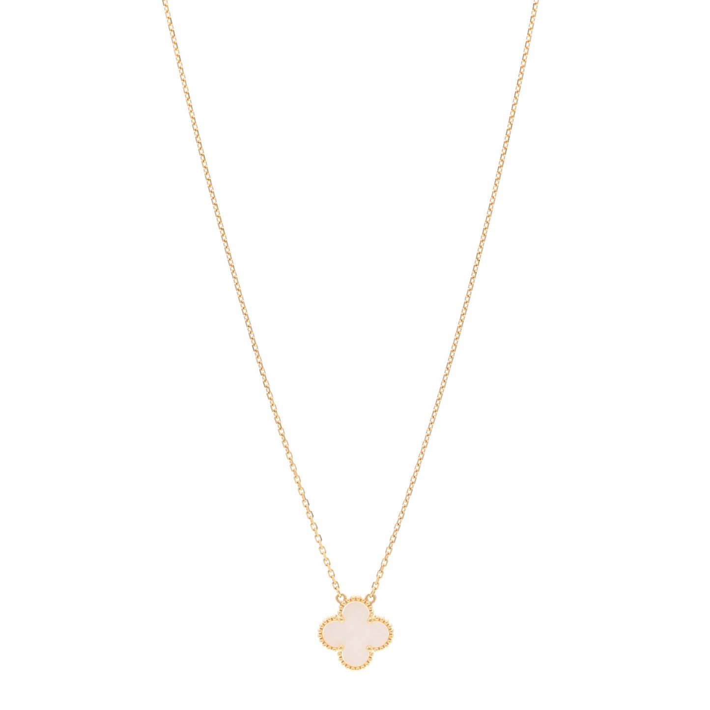 18K Yellow Gold Mother of Pearl Vintage Alhambra Pendant Necklace