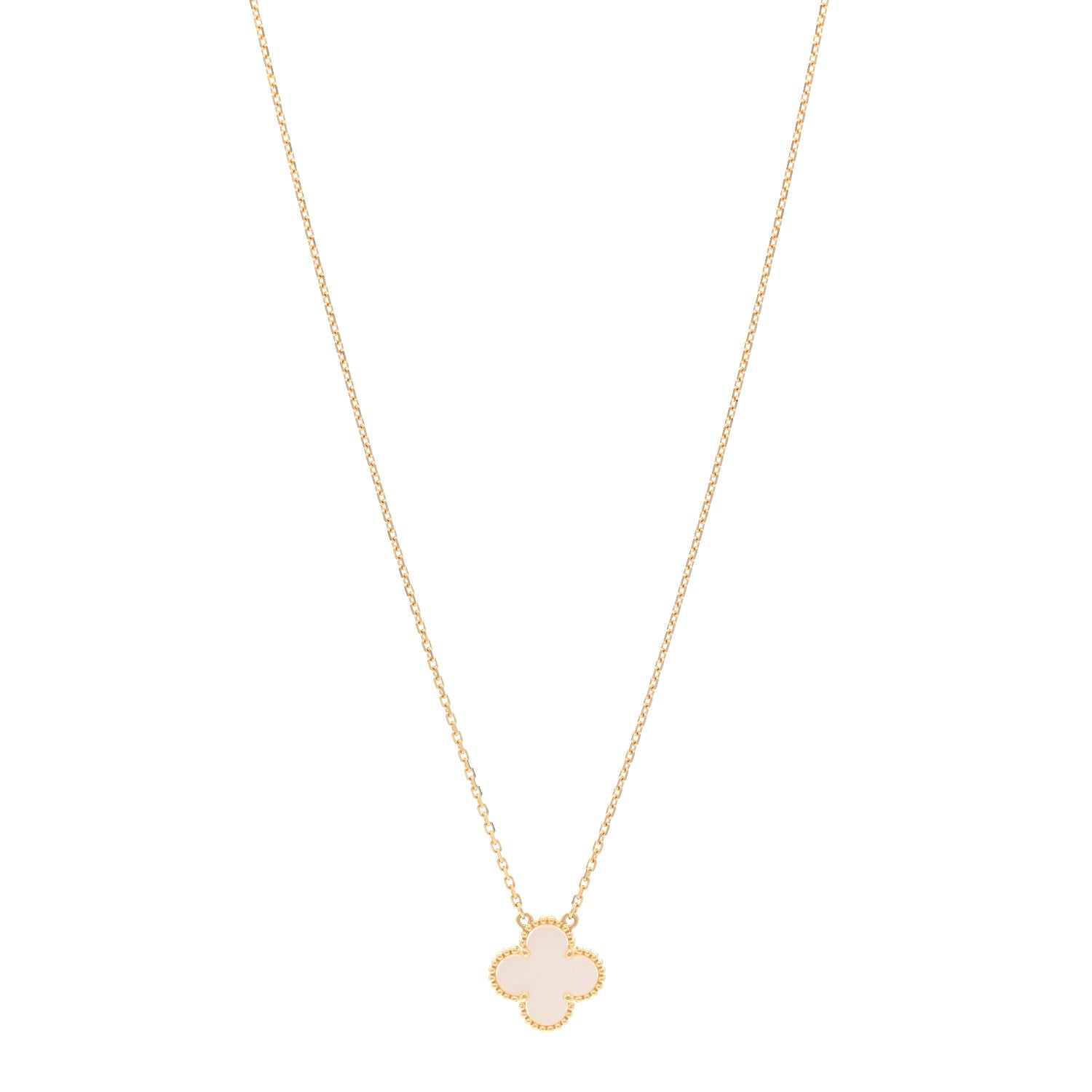 Van Cleef & Arpels 18K Yellow Gold Mother of Pearl Vintage Alhambra Pendant Necklace 1 of 6