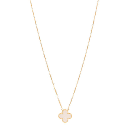 Van Cleef & Arpels 18K Yellow Gold Mother of Pearl Vintage Alhambra Pendant Necklace 1 of 6