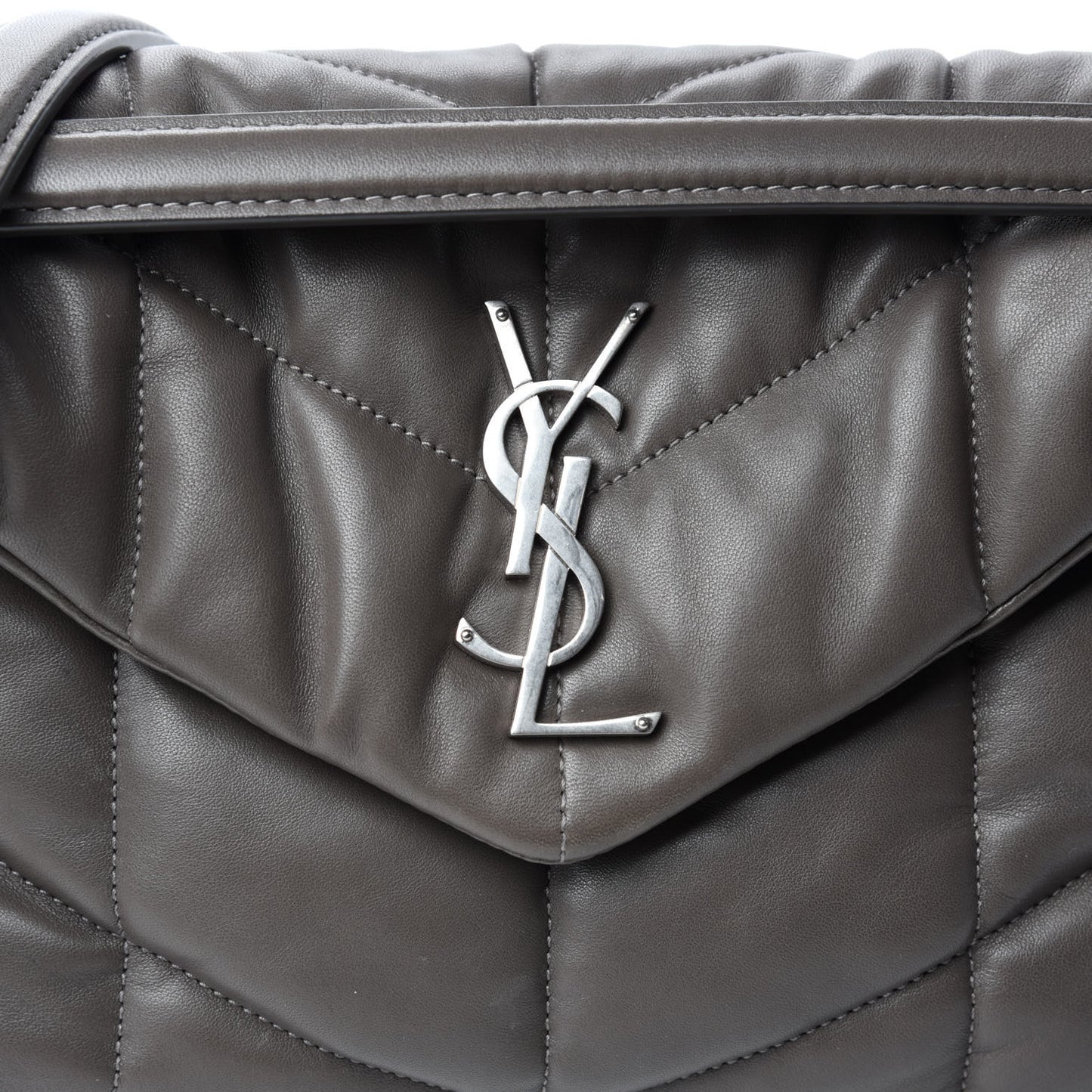 Lambskin Quilted Small Loulou Puffer Monogram Chain Satchel Concrete