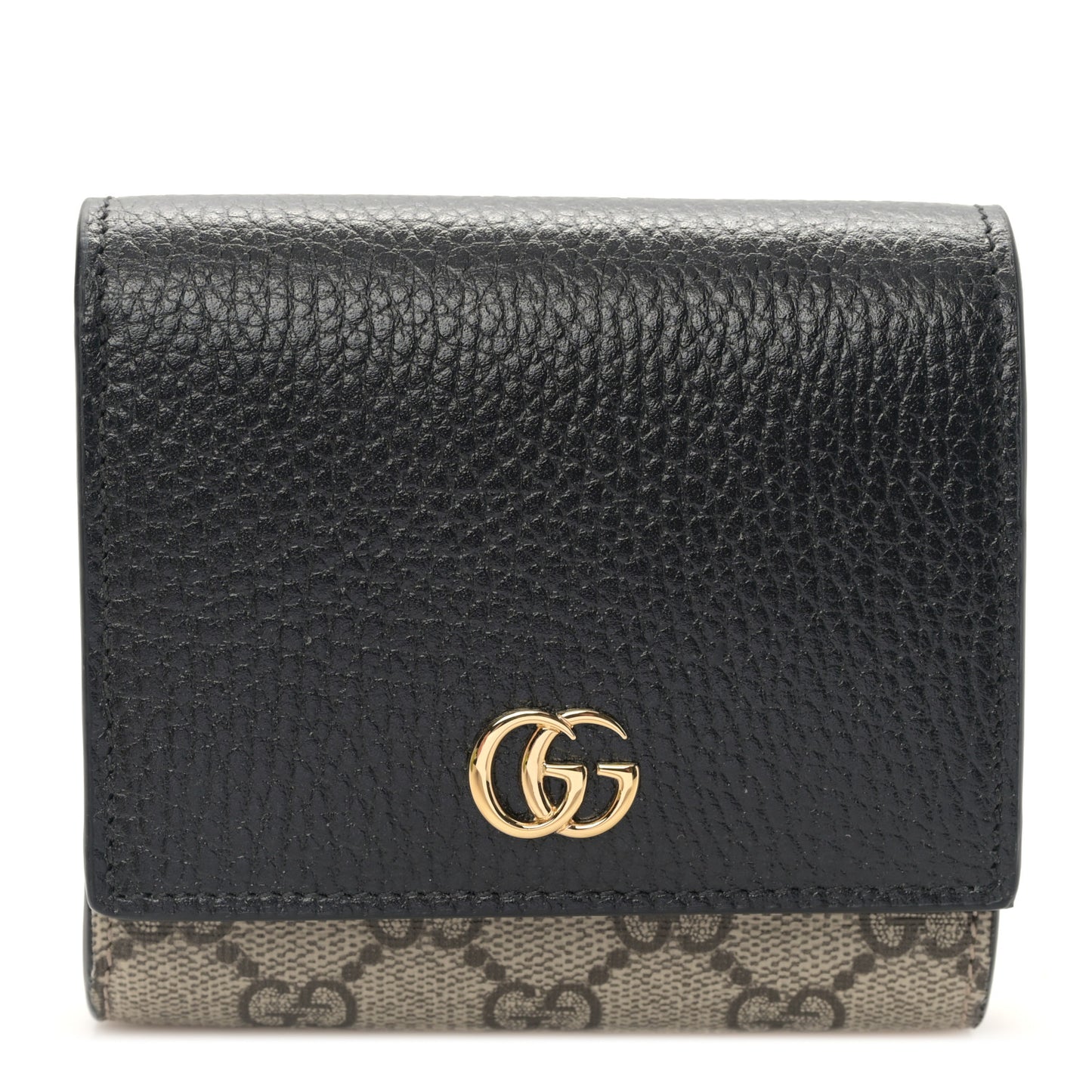 Dollar Calfskin GG Supreme Monogram Medium GG Marmont Wallet Black Beige Ebony