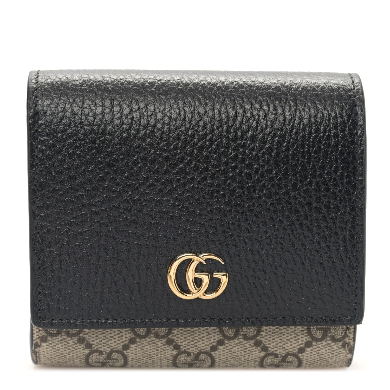 Gucci Dollar Calfskin GG Supreme Monogram Medium GG Marmont Wallet Black Beige Ebony 1 of 9