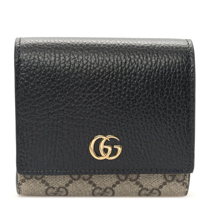Gucci Dollar Calfskin GG Supreme Monogram Medium GG Marmont Wallet Black Beige Ebony 1 of 9