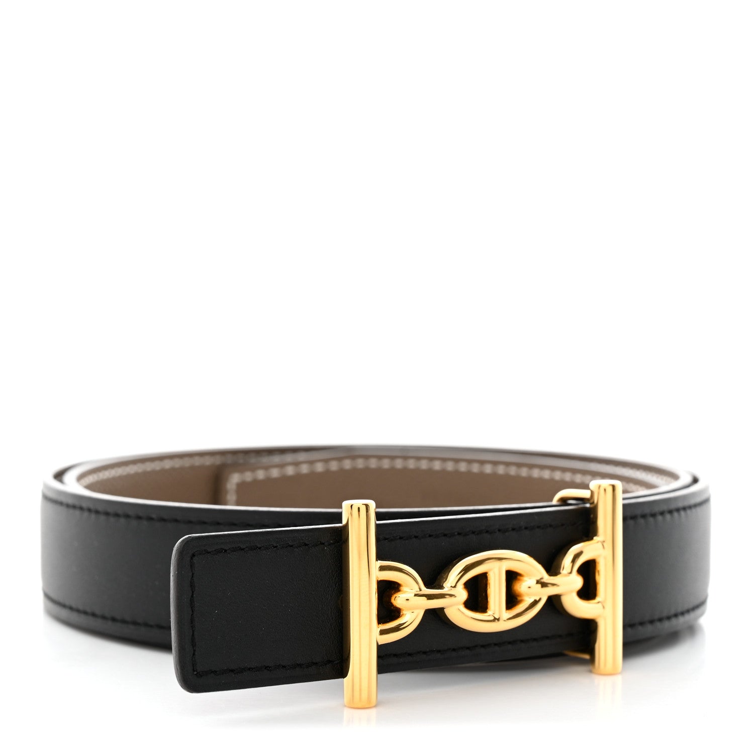 Hermes Swift Epsom 24mm Ancre Belt 85 34 Black Etoupe 1 of 10