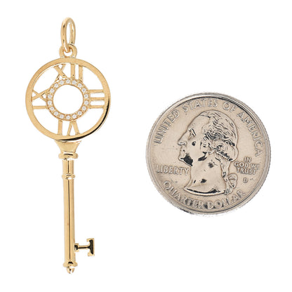 Tiffany 18K Yellow Gold Diamond Atlas Key Pendant 2 of 4
