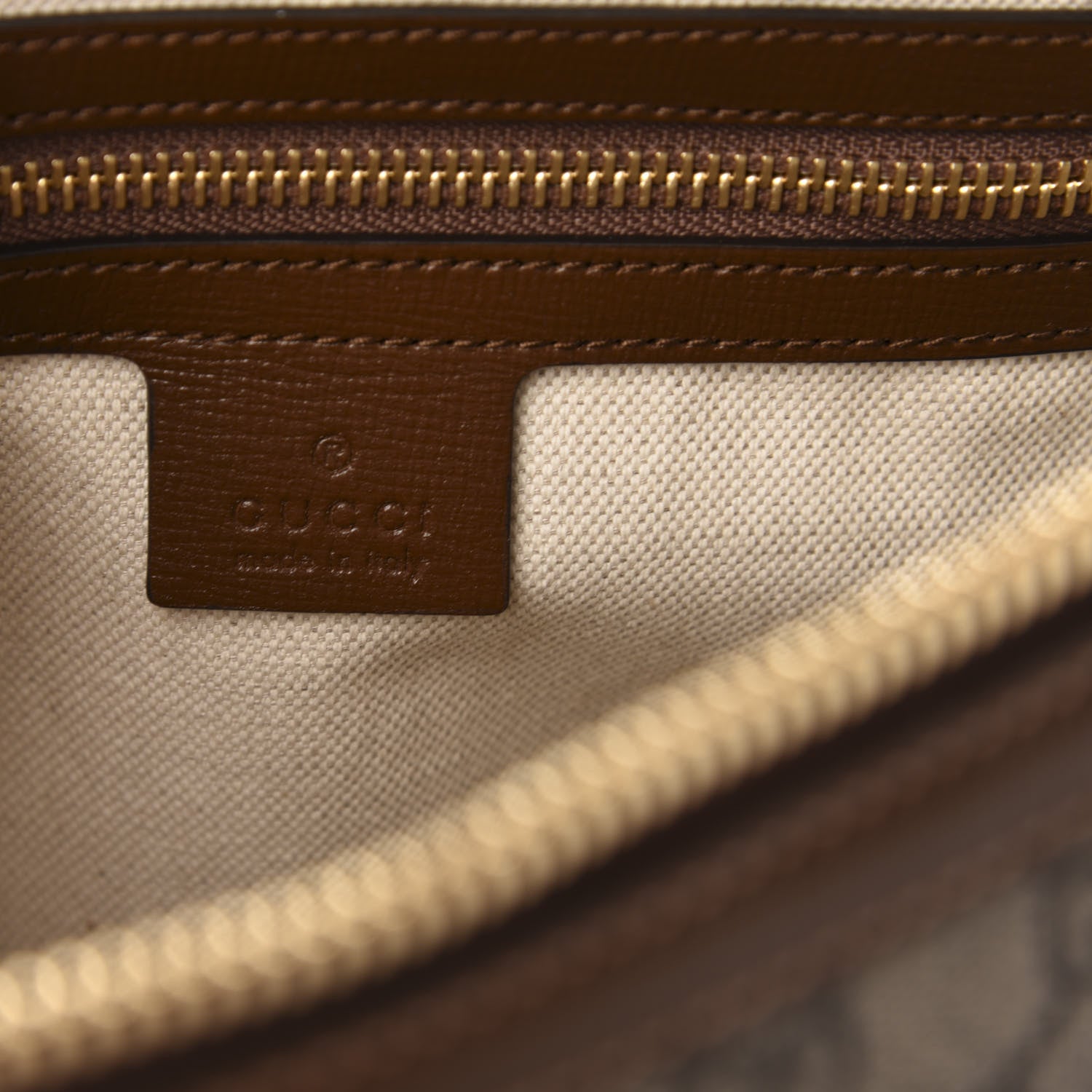 Gucci GG Supreme Monogram Azalea Calfskin Small Horsebit 1955 Top Handle Bag Beige Ebony Brown Sugar 7 of 12
