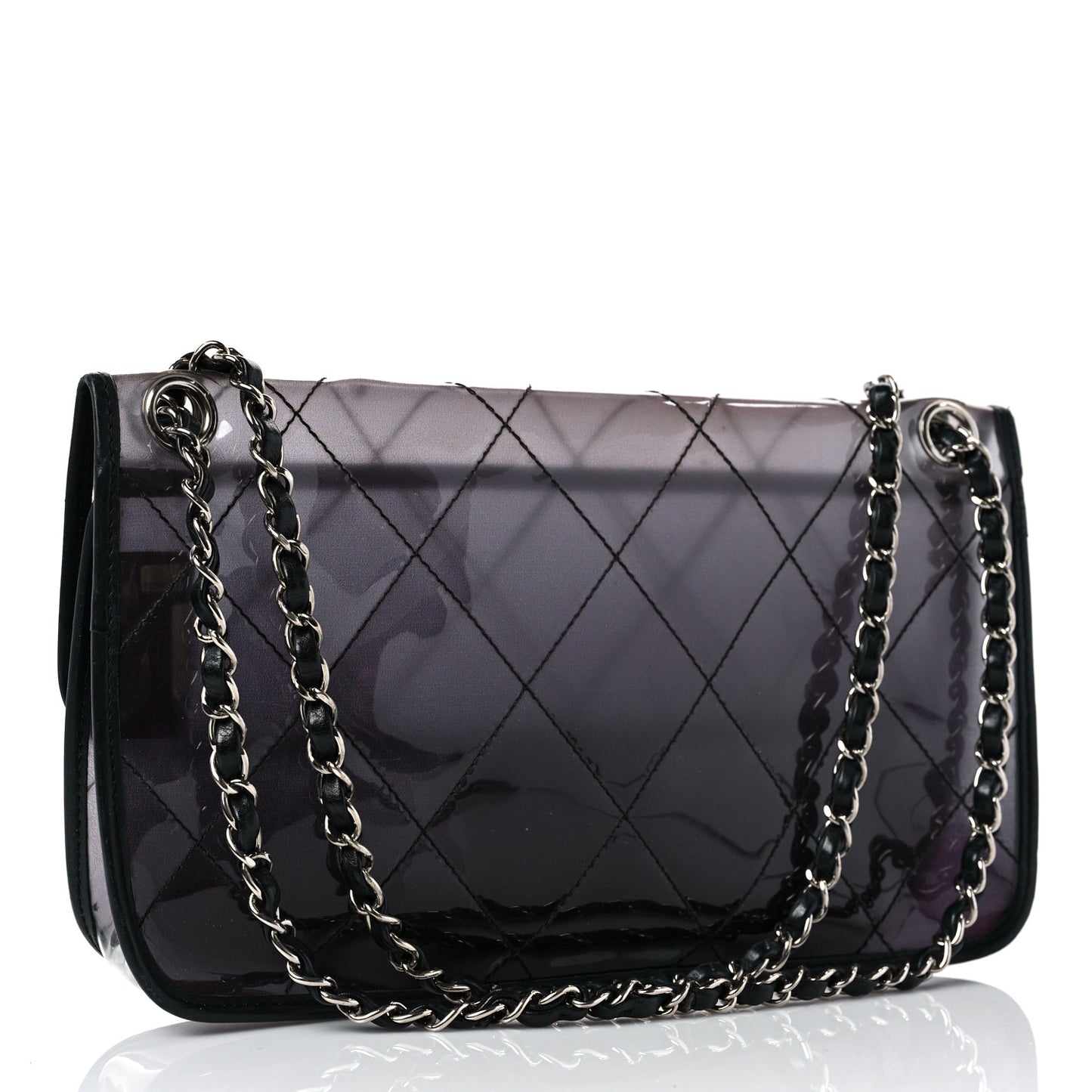 Vinyl Quilted Degrade Jumbo Single Flap Black