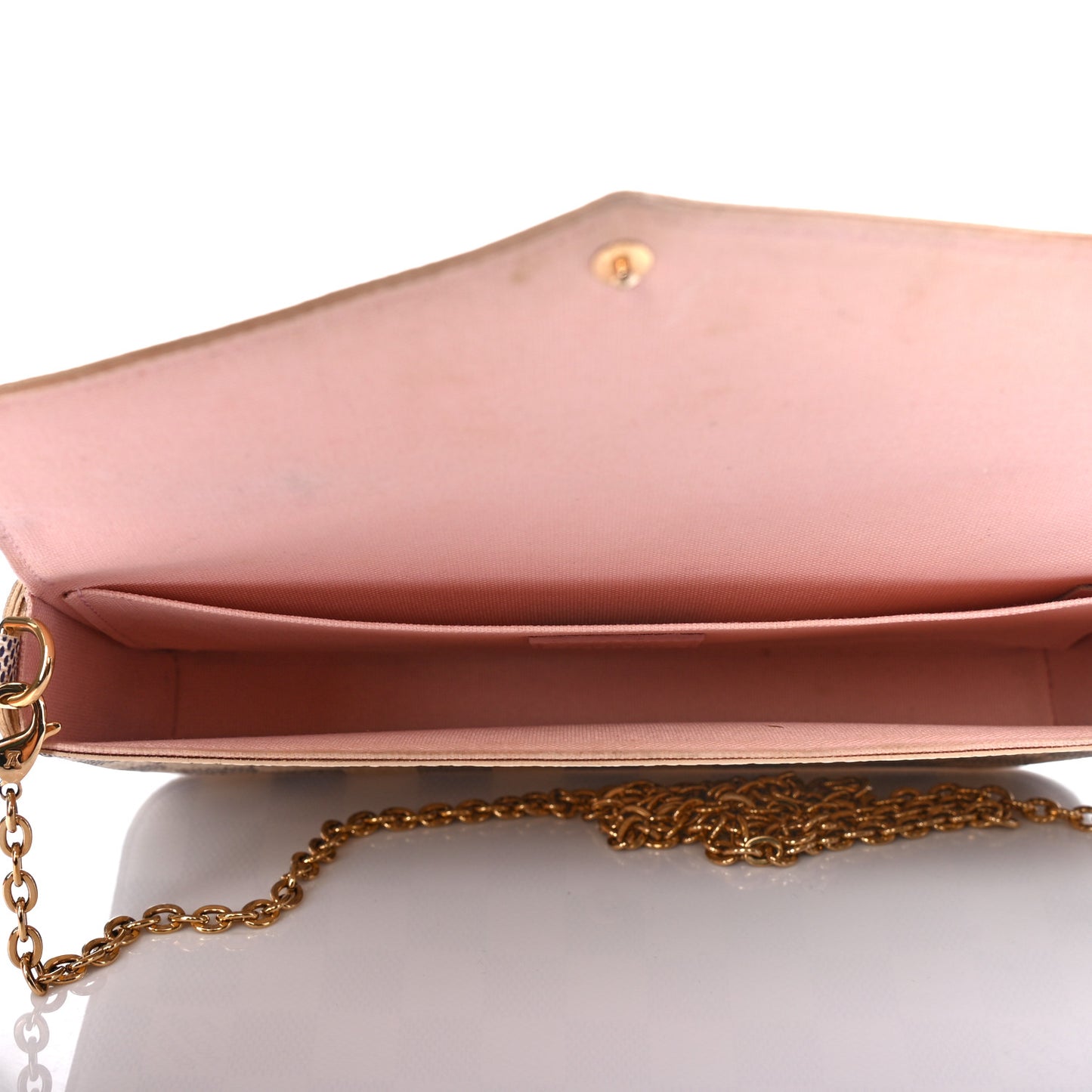 Damier Azur Pochette Felicie Chain Wallet Rose Ballerine