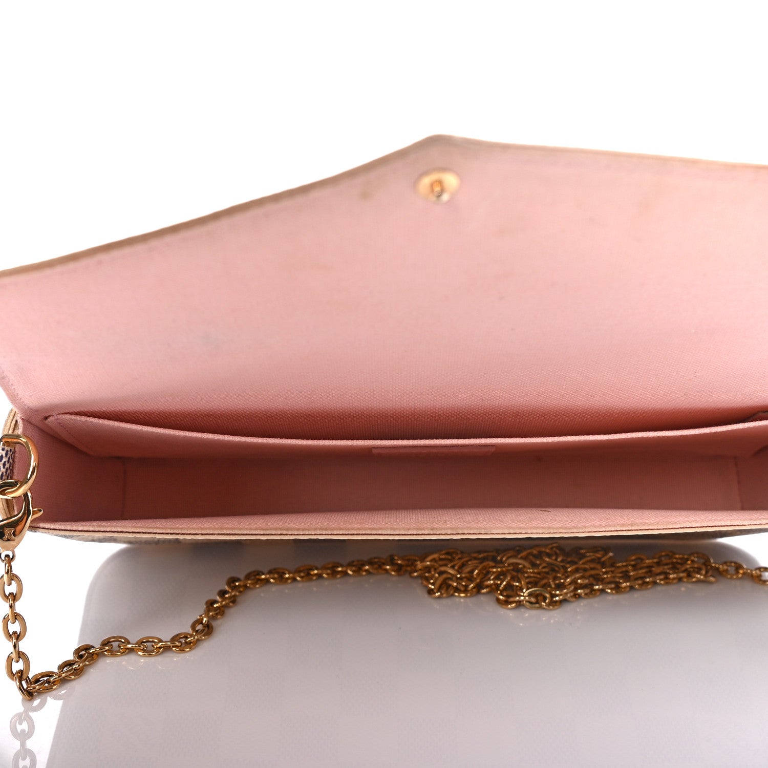 Louis Vuitton Damier Azur Pochette Felicie Chain Wallet Rose Ballerine 5 of 10