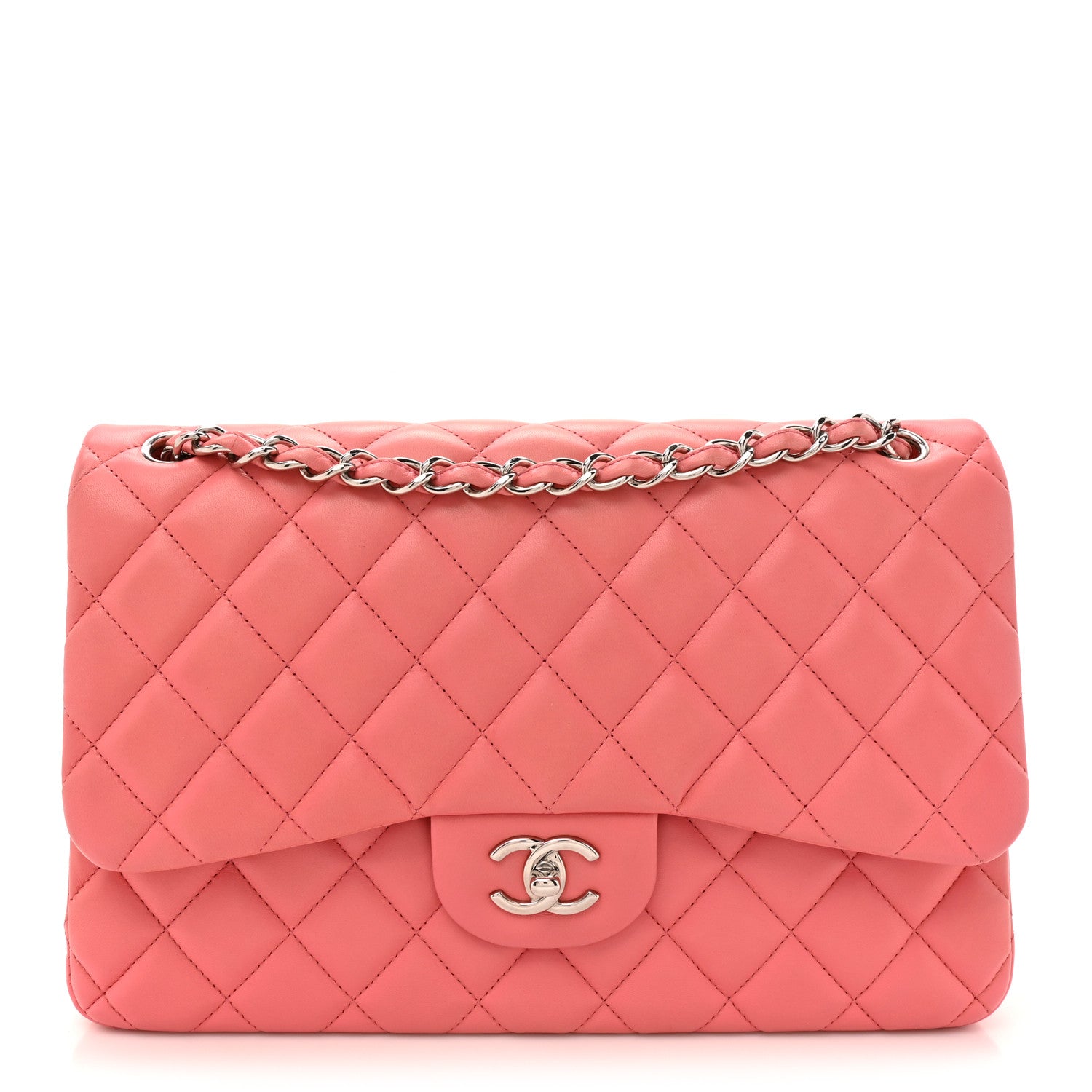 Chanel Lambskin Quilted Jumbo Double Flap Pink 1 of 15
