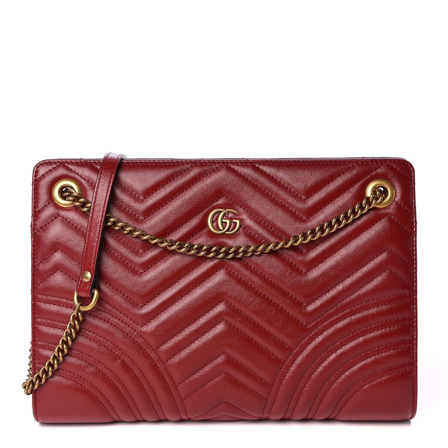Gucci Azalea Calfskin Matelasse Heart Medium GG Marmont Slim Shoulder Bag Romantic Cerise 1 of 9