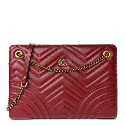 Gucci Azalea Calfskin Matelasse Heart Medium GG Marmont Slim Shoulder Bag Romantic Cerise 1 of 9