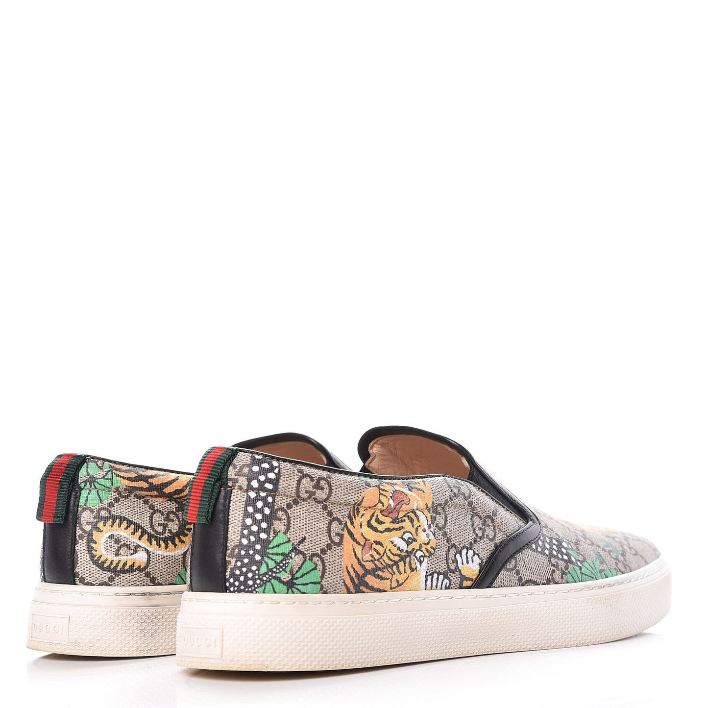 GG Supreme Monogram Bengal Mens Dublin Slip On Sneakers 8 Beige Yard