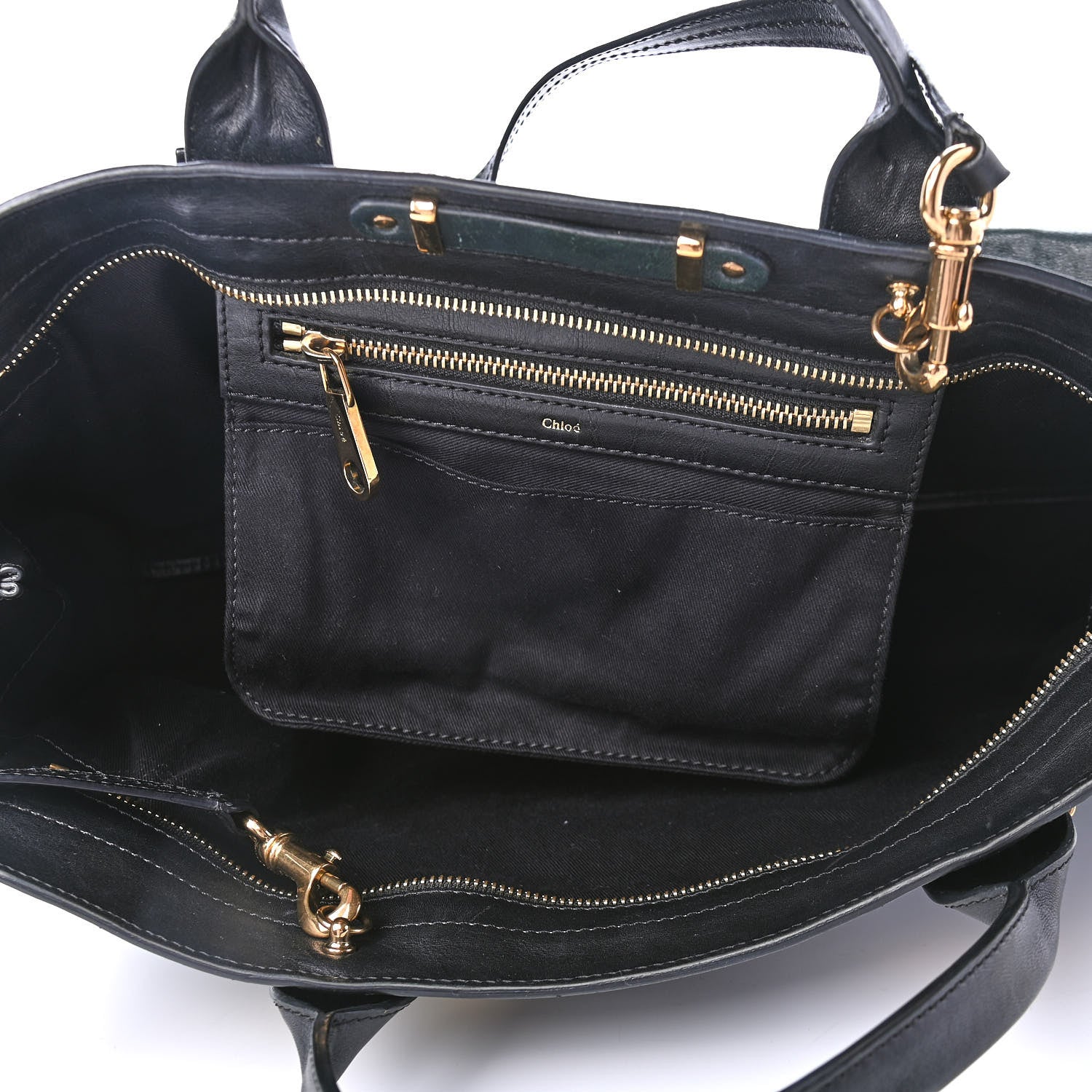 Chloe Calfskin Medium Alice Satchel Fir Green Black 4 of 4