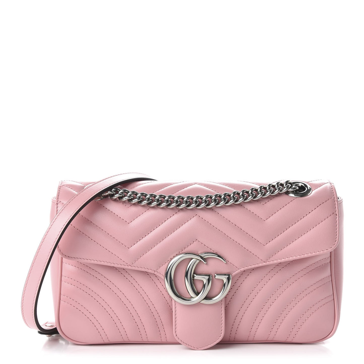 Calfskin Matelasse Small GG Marmont Shoulder Bag Wild Rose