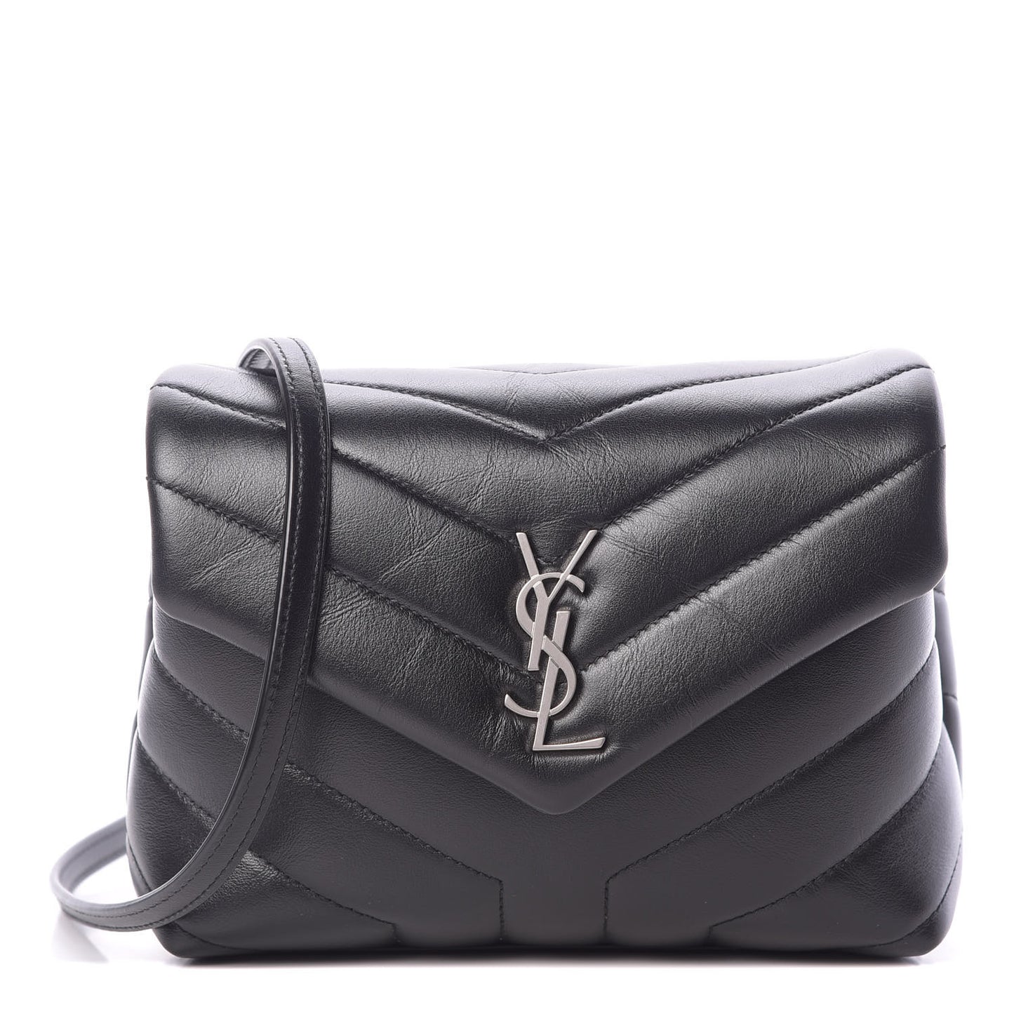 Calfskin Y Quilted Monogram Toy Loulou Crossbody Bag Black