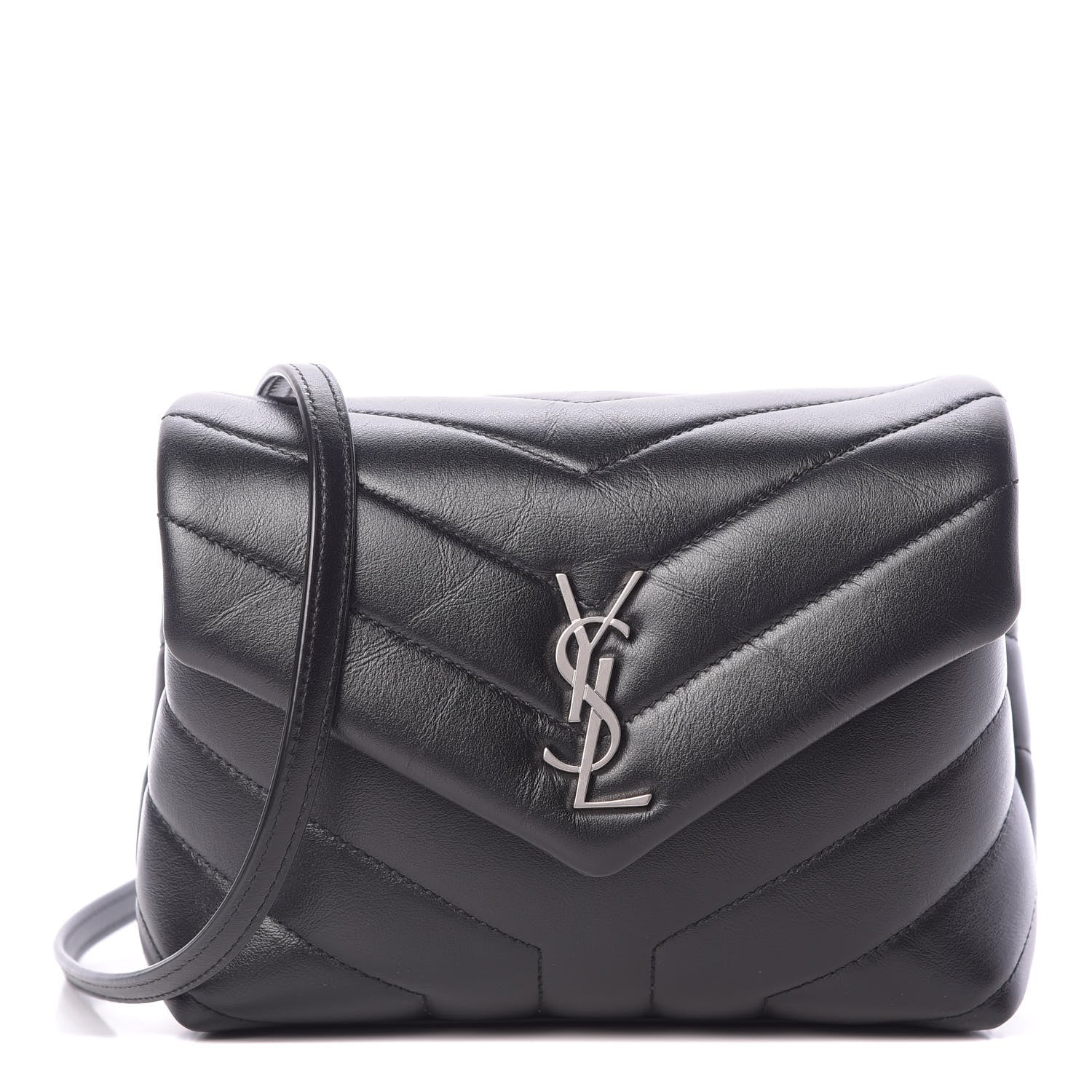 Saint Laurent Calfskin Y Quilted Monogram Toy Loulou Crossbody Bag Black 1 of 11