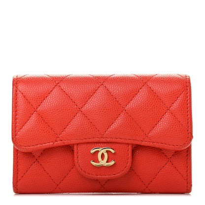 Chanel Caviar Quilted Flap Card Holder Orange 1 of 8