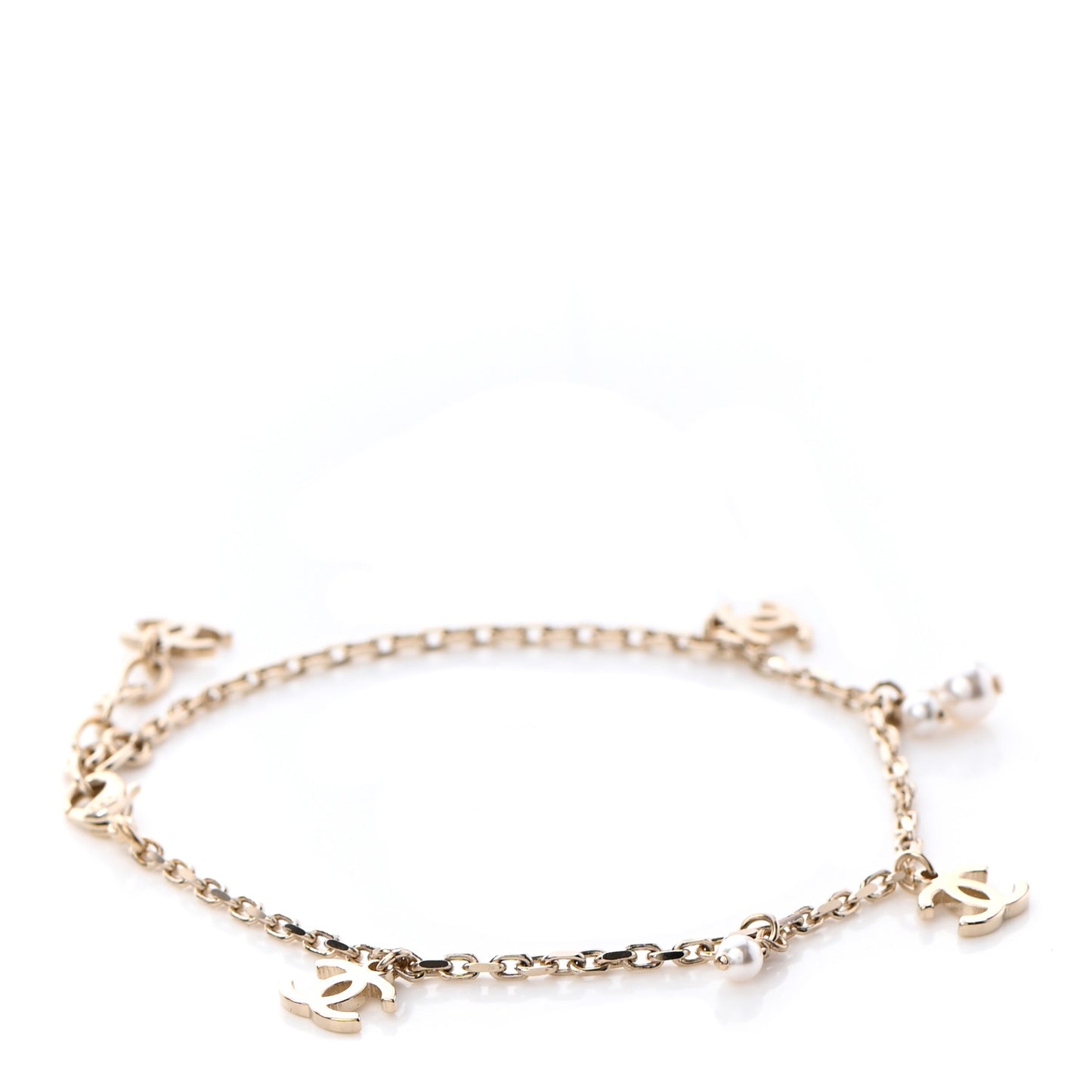 Pearl CC Chain Anklet Gold