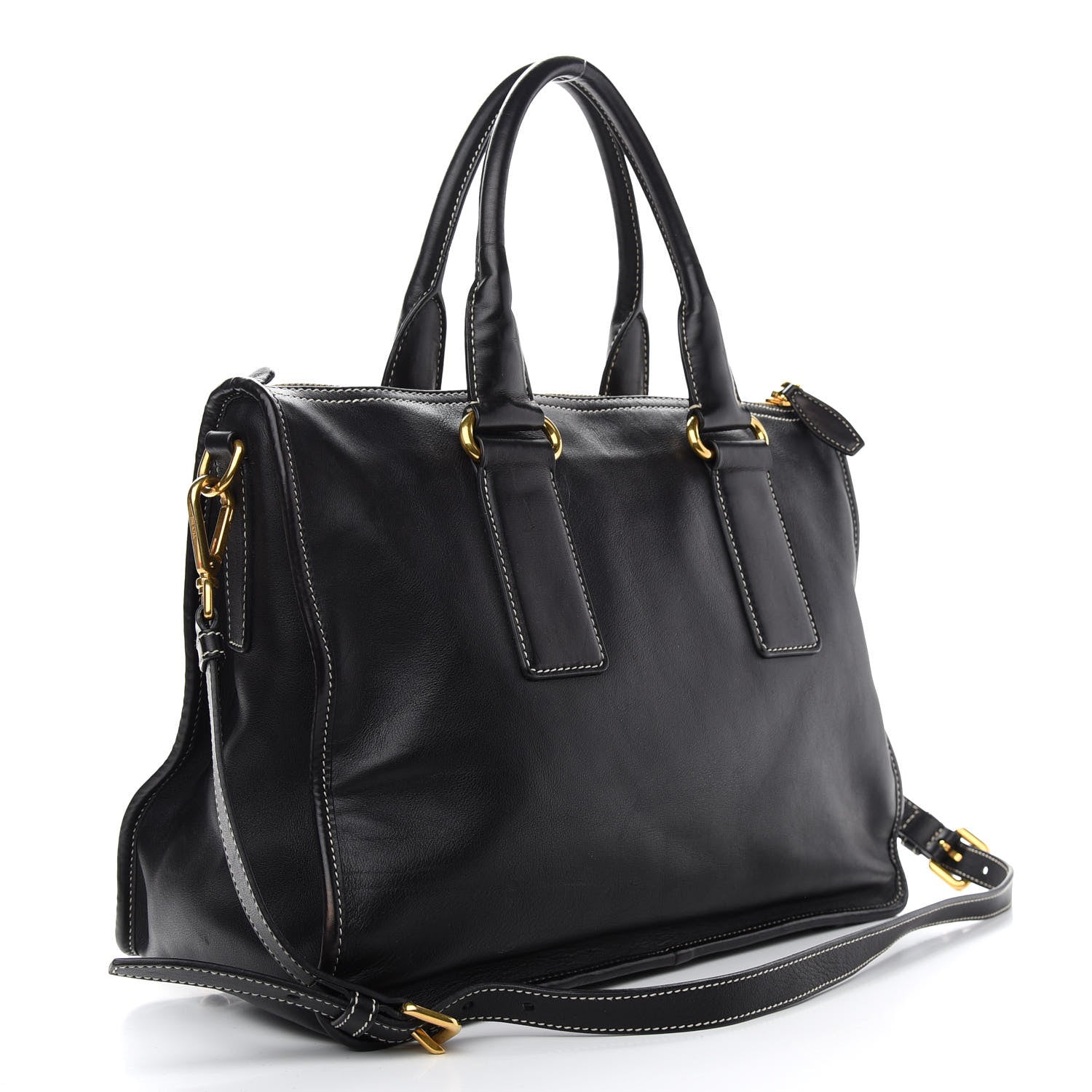 Prada Glace Calf Tote Black 3 of 9