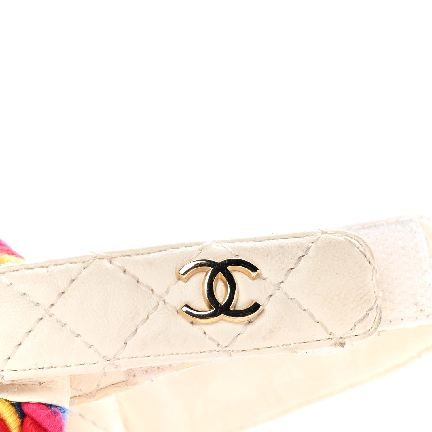 Chanel Cord Lambskin Quilted Logo Sandals 37 Multicolor 9 of 15