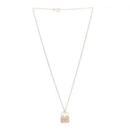 Hermes 18K Rose Gold Diamond Constance Amulette Pendant Necklace 3 of 6