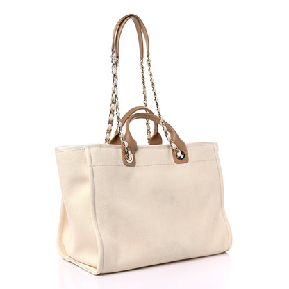 Chanel Canvas Pearl Medium Deauville Tote Ecru Beige 3 of 12