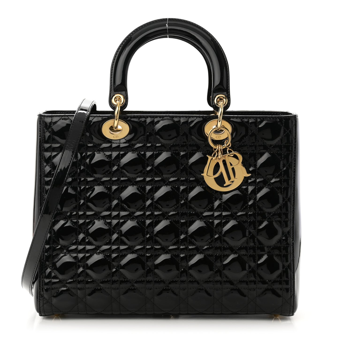 Patent Cannage Large Lady Dior Black